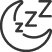 A line icon of a crescent moon with Z's inside, representing sleep.