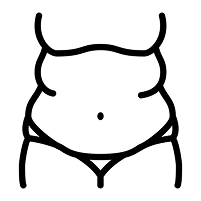 A line icon of a person's soft belly and waist with a navel.