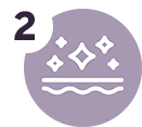 Icon of a sparkling surface inside a purple circle, with the number 2 in the corner.