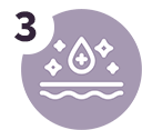 An icon with the number 3 showing a droplet with a plus sign over a wavy line.