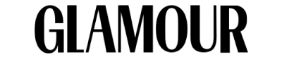 The word GLAMOUR in a black, bold, serif font on a white background.