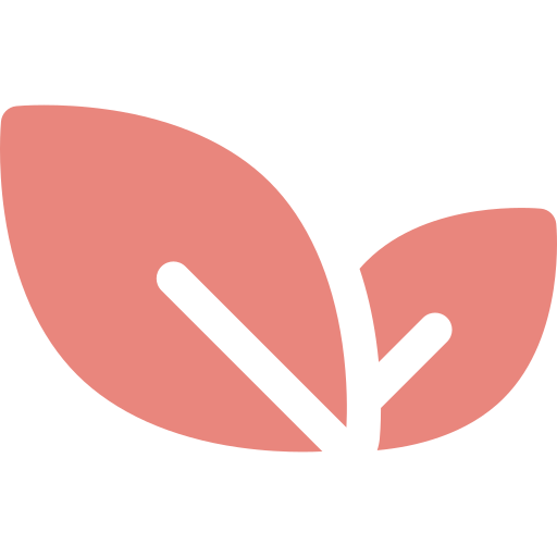 Simple pink leaf icon on a transparent background.