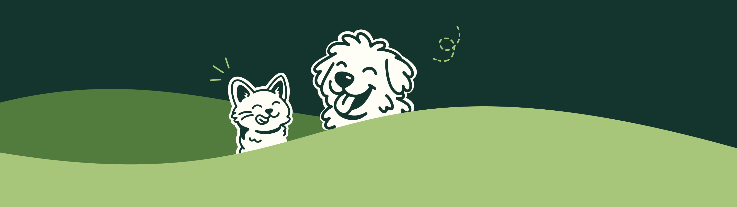 Joyful cat and dog
