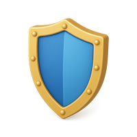 Illustration of a blue shield with a gold border.
