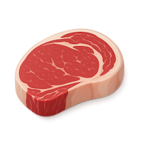 Illustration of a raw steak with marbling on a white background.
