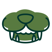 A simple green icon of an animal's nose and mouth with bared teeth.