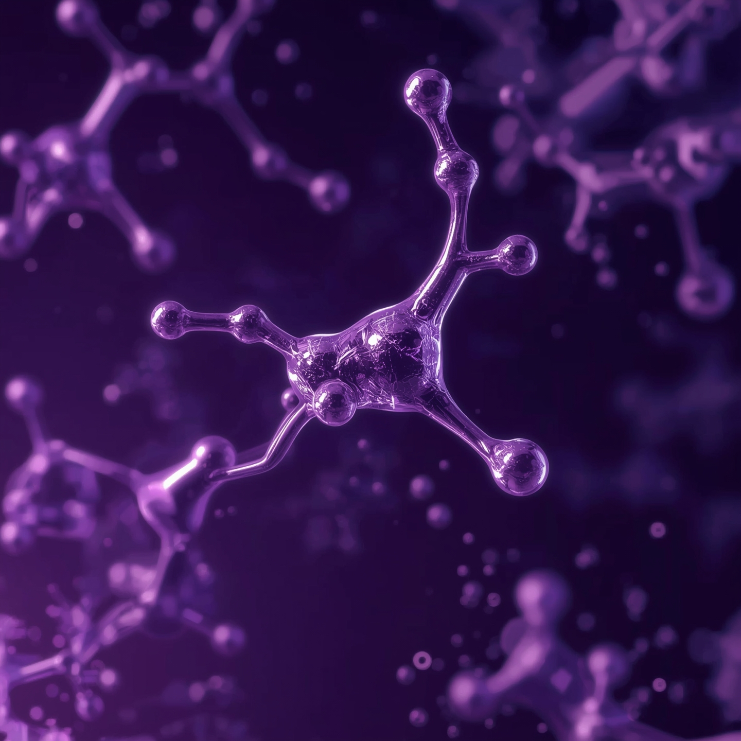 Purple molecular structure on a dark background.