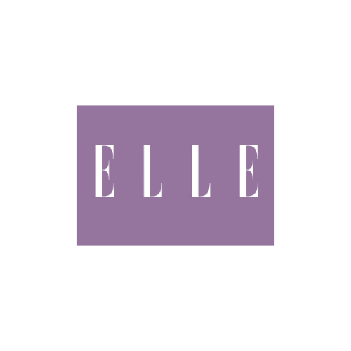 Purple rectangle with the word 'ELLE' in white capital letters.