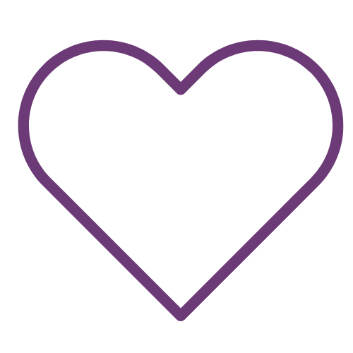Purple heart outline on a white background.
