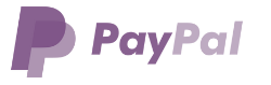 Purple PayPal logo with stylized 'P' and text.