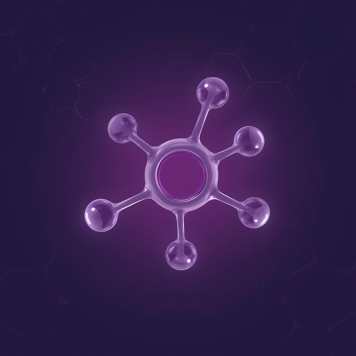 Purple molecular structure on a dark background.