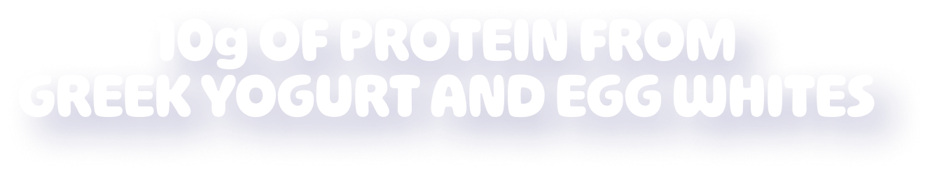 Text that reads: 10g of protein from Greek yogurt and egg whites