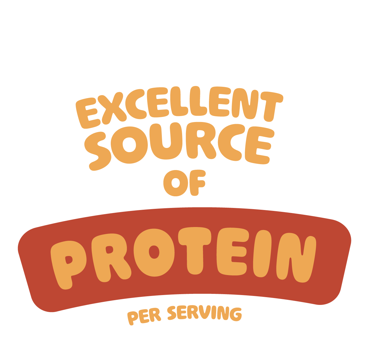 A food label graphic that reads 'Excellent Source of Protein Per Serving'.