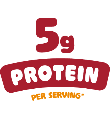 Egg-shaped graphic with '5g Protein per serving' text.