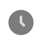 Gray clock with white circular arrows around it.