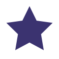 A solid dark purple five-pointed star on a white background.