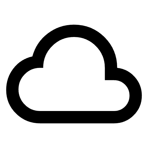 A simple black outline of a cloud on a white background.