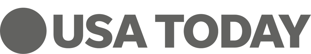 The USA Today logo in grey on a black background.