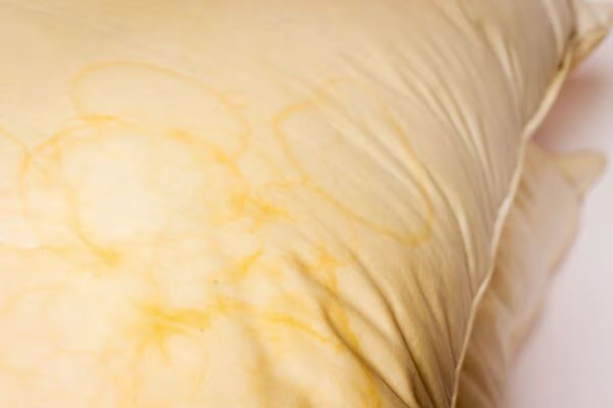 Yellow-stained pillow