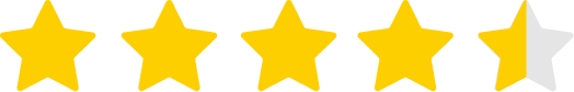 An icon showing a rating of four and a half out of five stars.