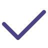 A purple checkmark icon on a white background.