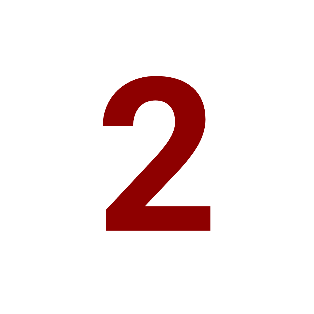 Red number 2 on a white circular background.