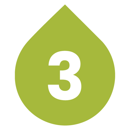 Green teardrop icon with the number 3 in white.