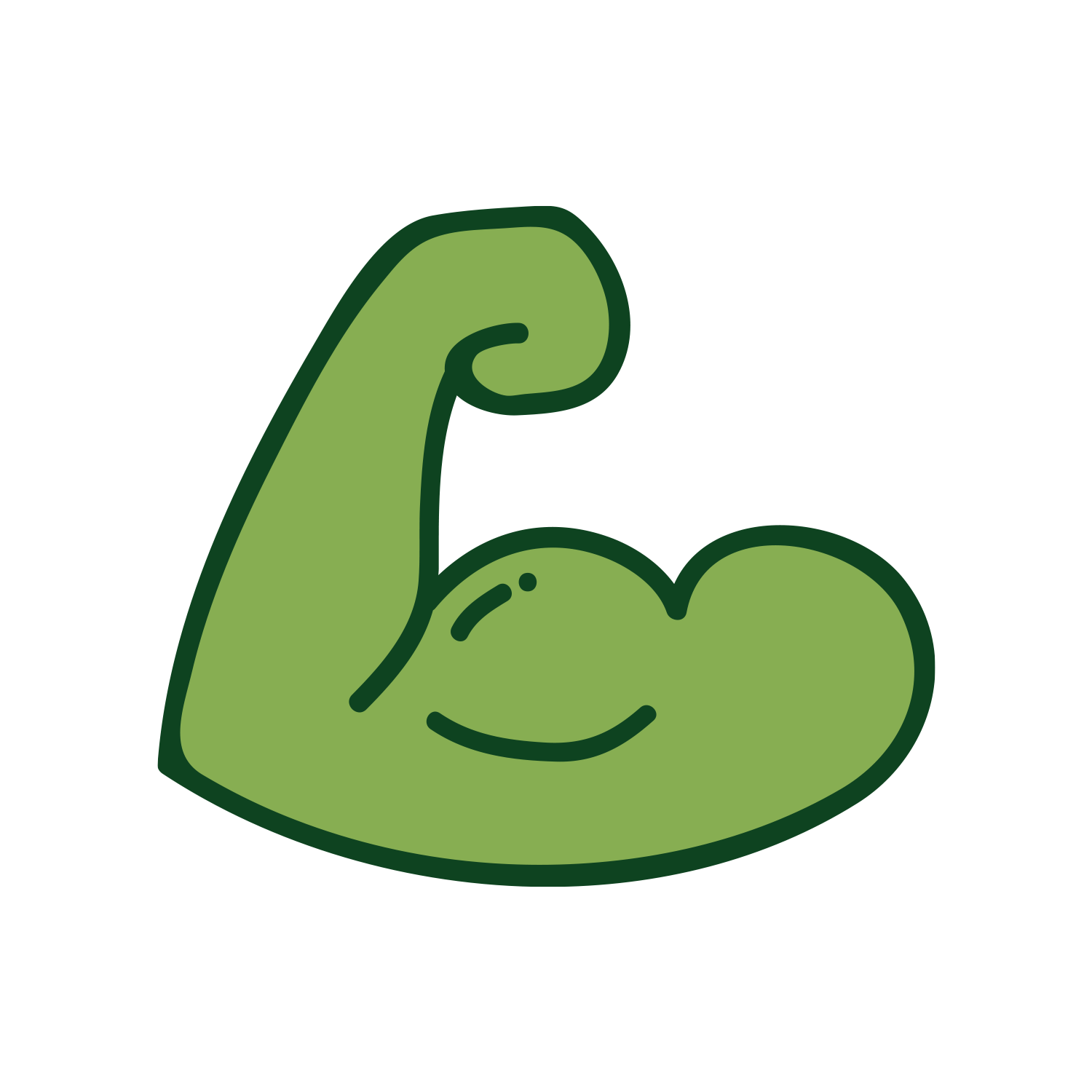 A cartoon illustration of a green flexed bicep.
