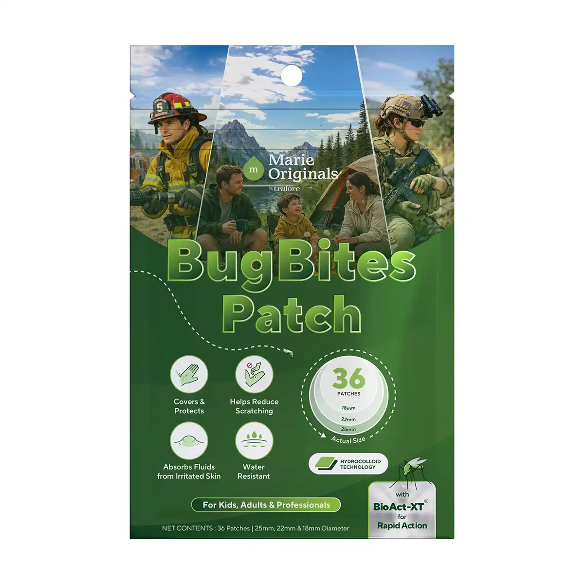 Marie Originals BugBites Patch, 36 hydrocolloid bug bite patches in 18mm, 22mm and 25mm sizes