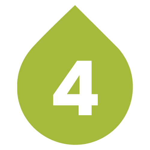 Green droplet shape with the number 4 inside.