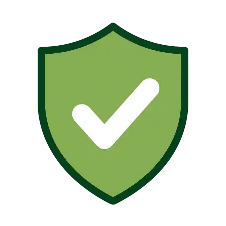 A green shield icon with a white checkmark in the center.