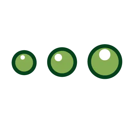 An illustration of three green circles of increasing size against a white background.