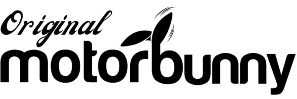 Logo with the text 'Original motorbunny' and a stylized bunny ear design.