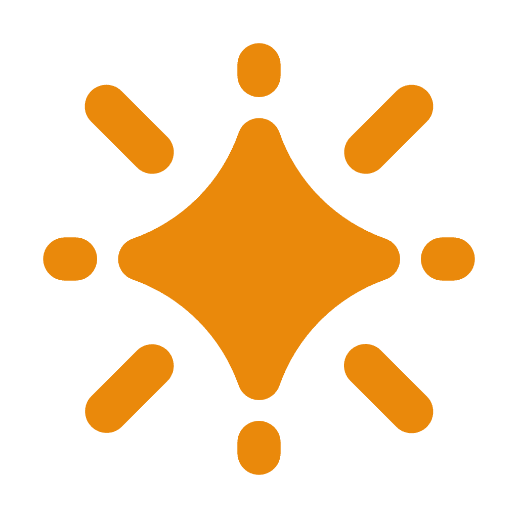 Orange geometric star shape on a black background.