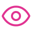 A simple, stylized icon of a pink eye on a white background.