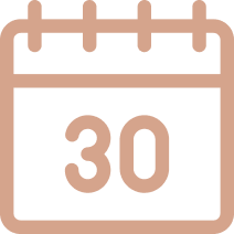 A light brown icon of a calendar page showing the number 30.