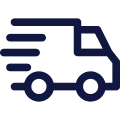 Icon of a delivery truck with motion lines indicating speed.