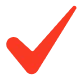 Red check mark icon on a transparent background.