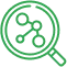 Green magnifying glass icon with a percentage symbol inside.
