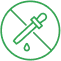 Green circle with a crossed-out fork and knife icon.