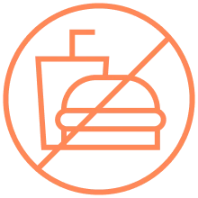 No fast food allowed sign with drink and burger.