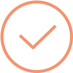 A checkmark inside a circular border.