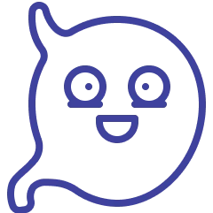 Simple line drawing of a smiling, abstract face with a tail-like extension.