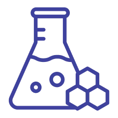 Outline of a laboratory flask with hexagonal shapes.