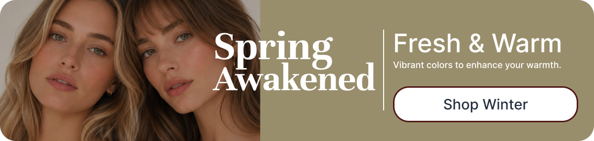 Banner featuring a 'Spring Awakened' with pictures of a woman, promoting vibrant spring colors.