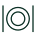 An icon of two concentric circles flanked by two vertical lines on a white background.