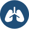Icon of lungs inside a blue circle.