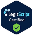LegitScript Certified badge with a hexagonal shape and checkmark.