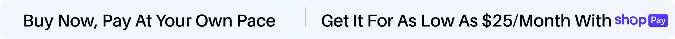 Banner with text promoting payment plan options using Shop Pay.