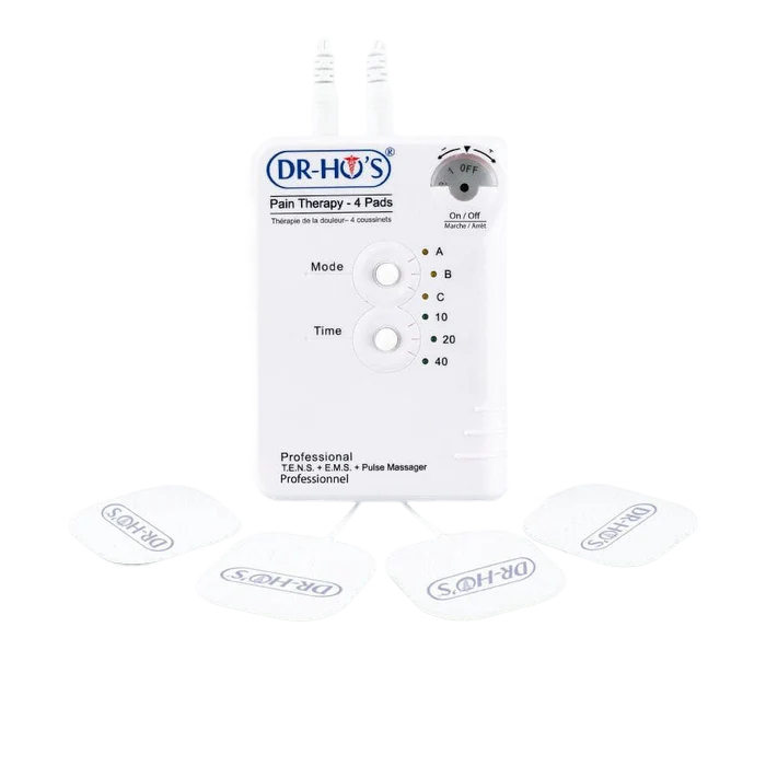 Electronic pulse massager with four electrode pads.